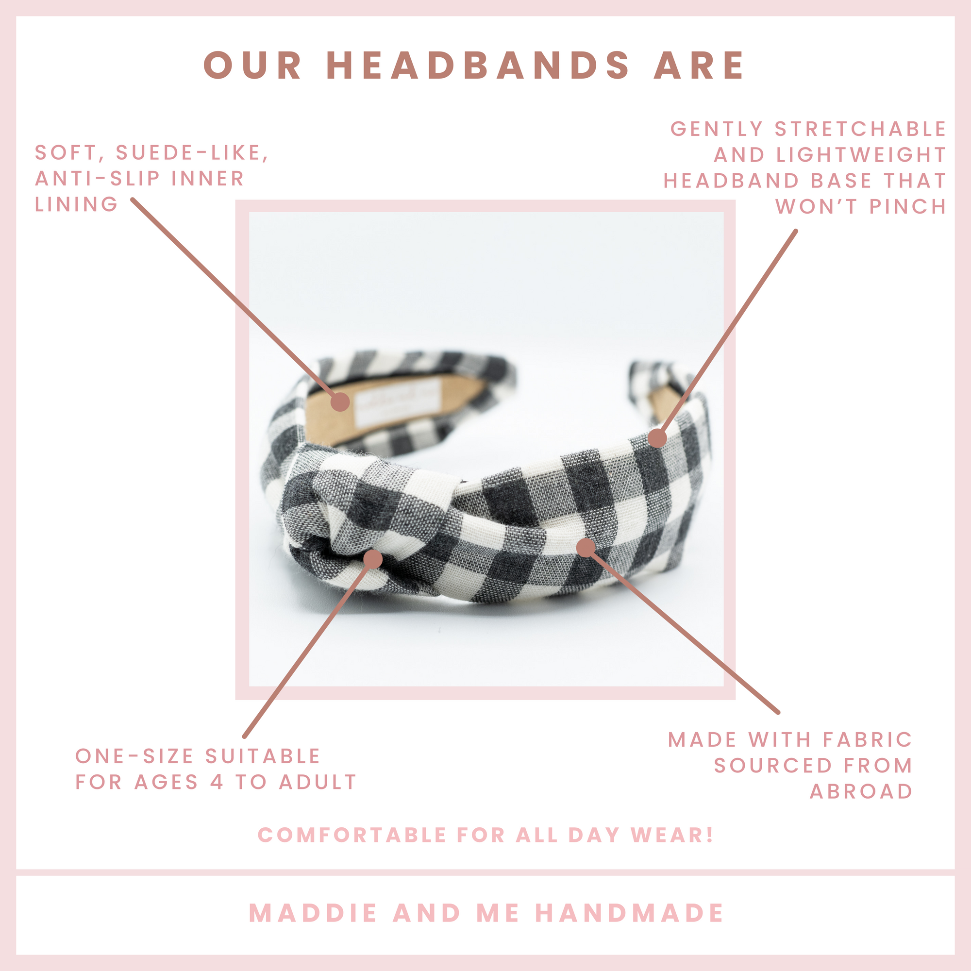 Black and white check headband