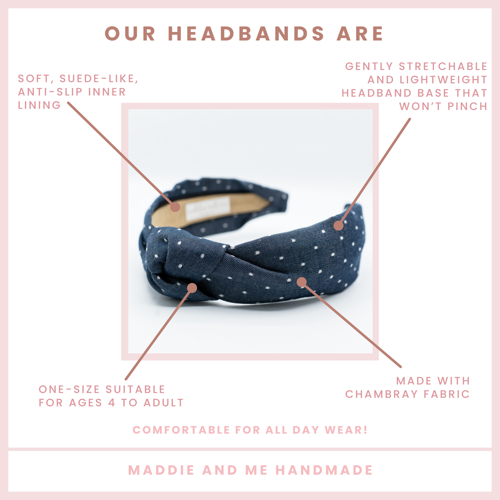 dot knotted headband on a white background