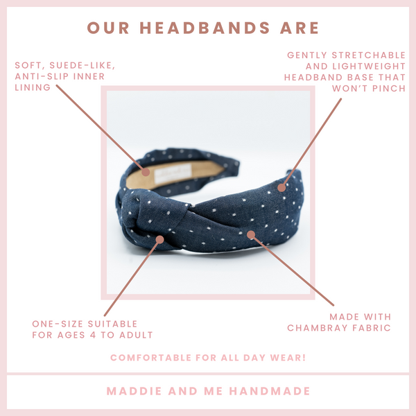 dot knotted headband on a white background