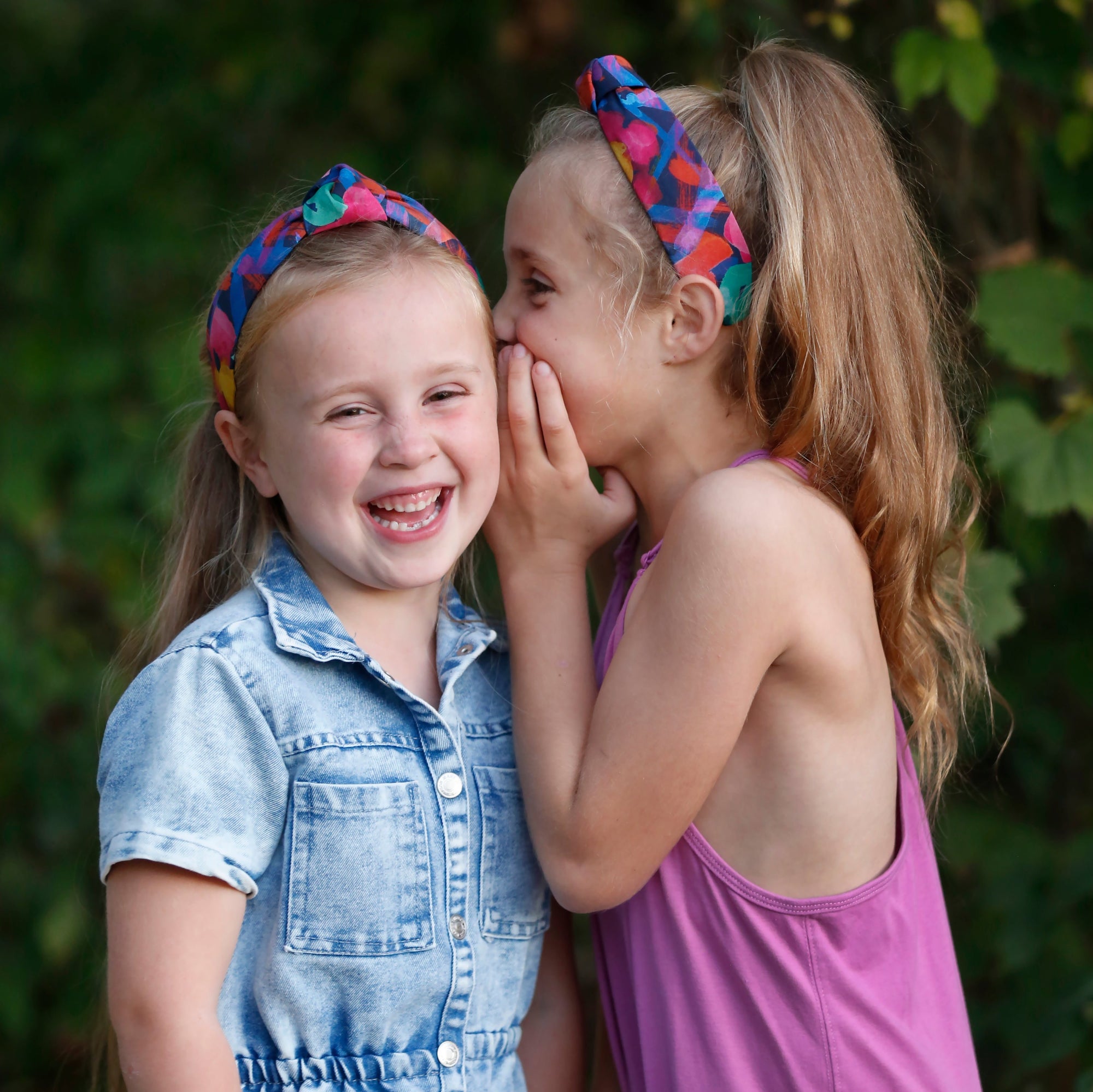 multicolor patterned headband when worn