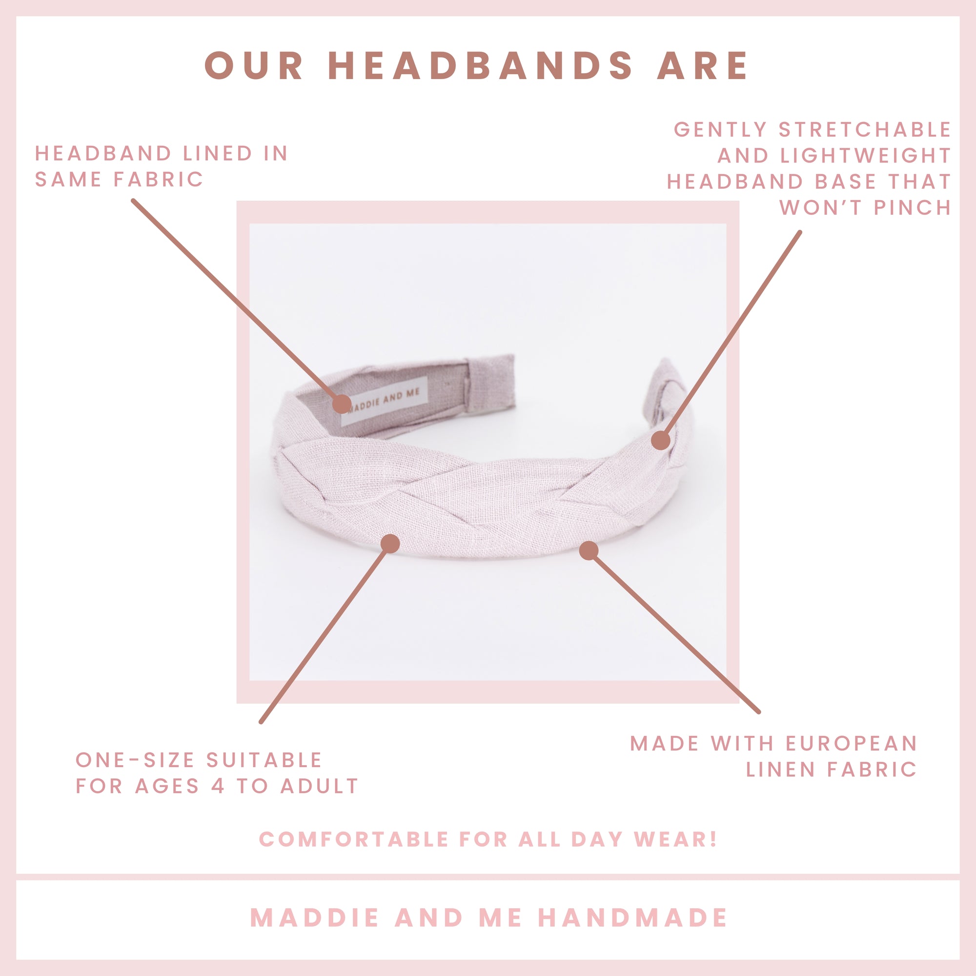 light pink braided headband on a white background