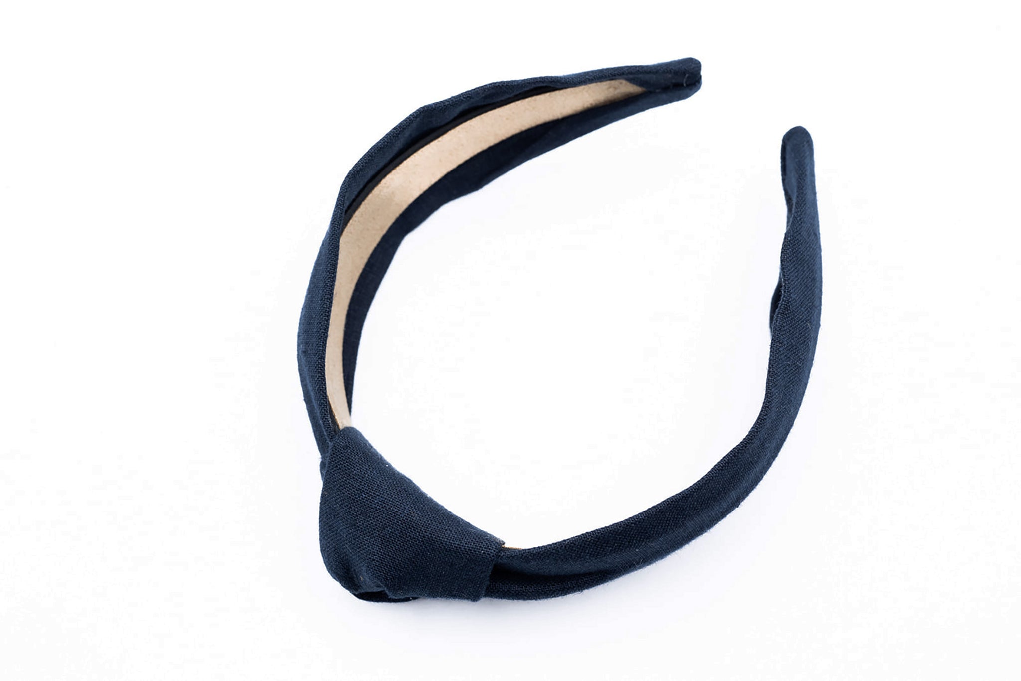 {Navy} European Linen Knotted Headband