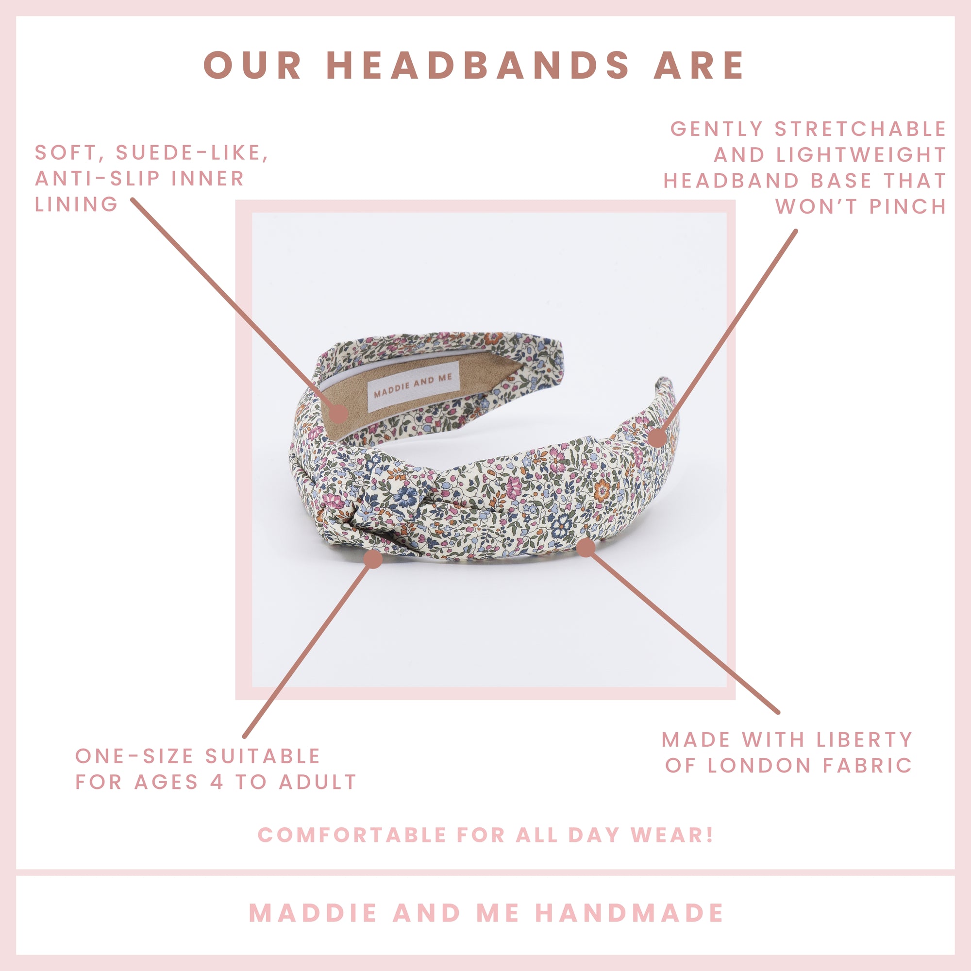 floral knotted headband on a white background