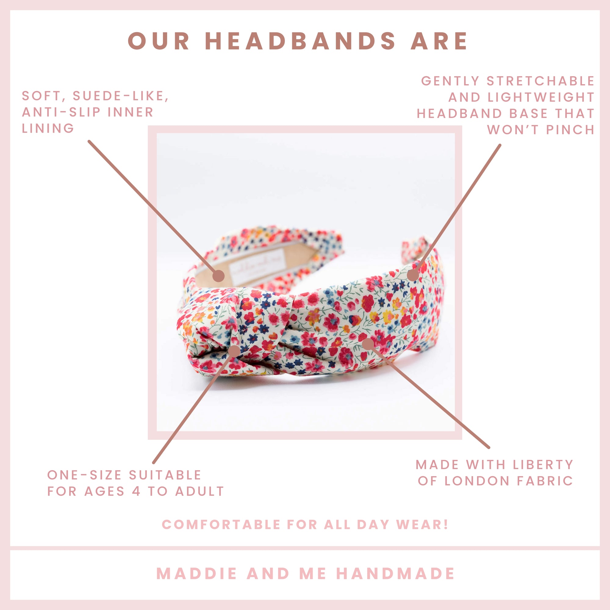 floral knotted headband on a white background
