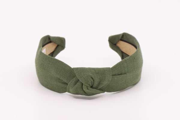 {Pine Green} European Linen Knotted Headband