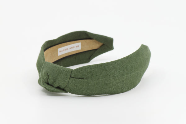 {Pine Green} European Linen Knotted Headband