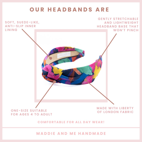 multicolor patterned headband on a white background