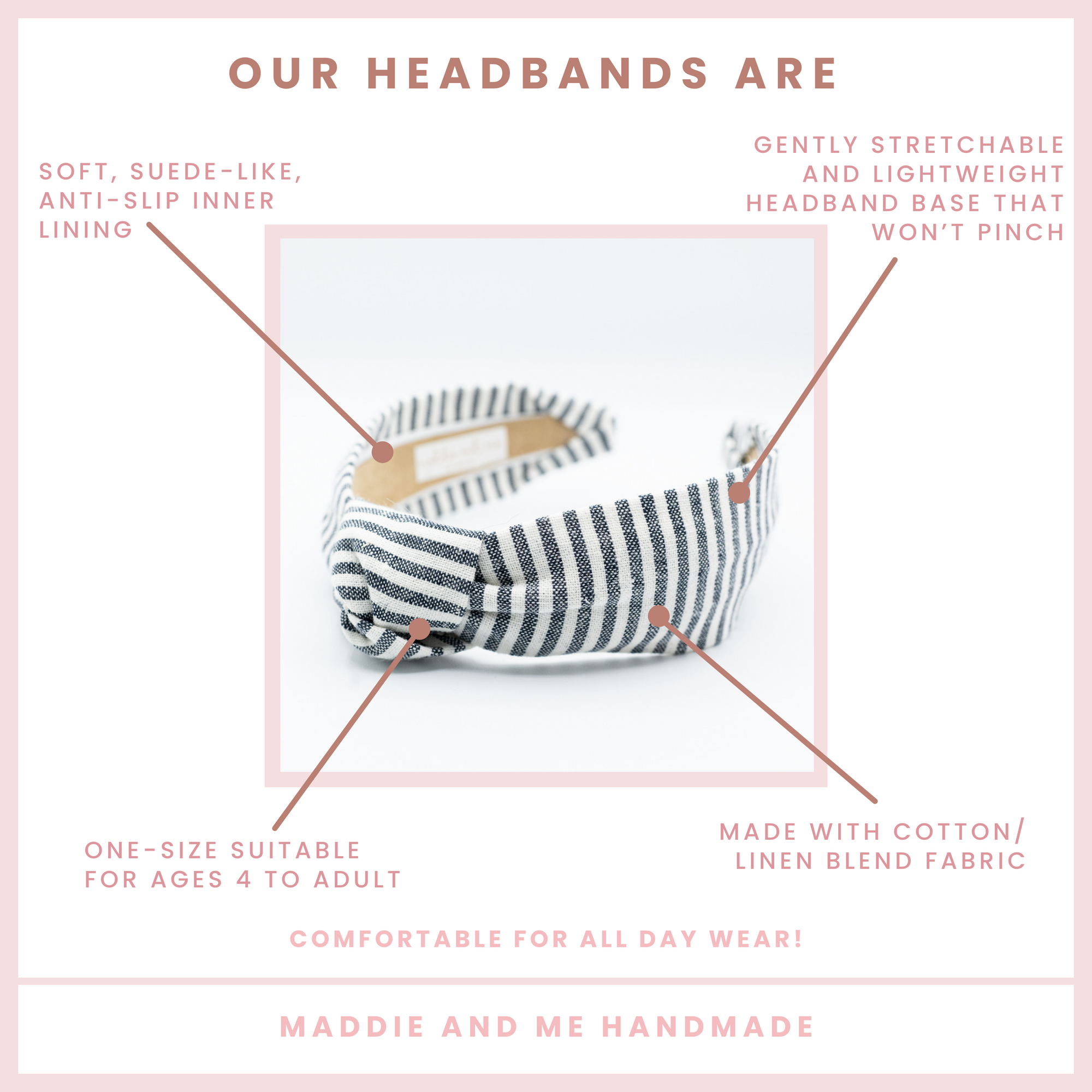 stripe knotted headband on a white background